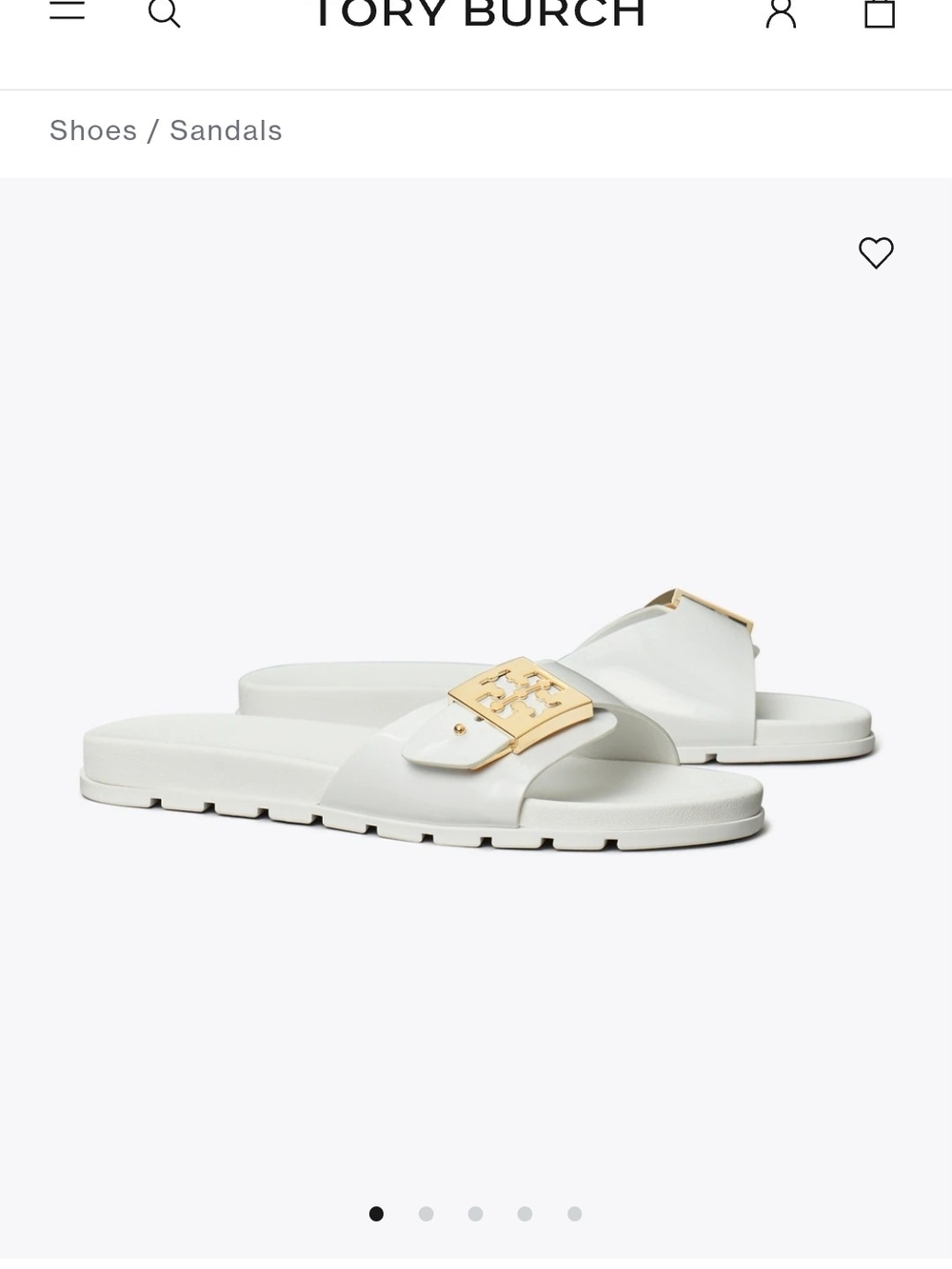 Tory Burch White Slide Sandals with Gold Logo Accent